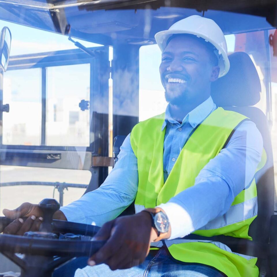 Truck, logistics and transport with a black man or shipping work